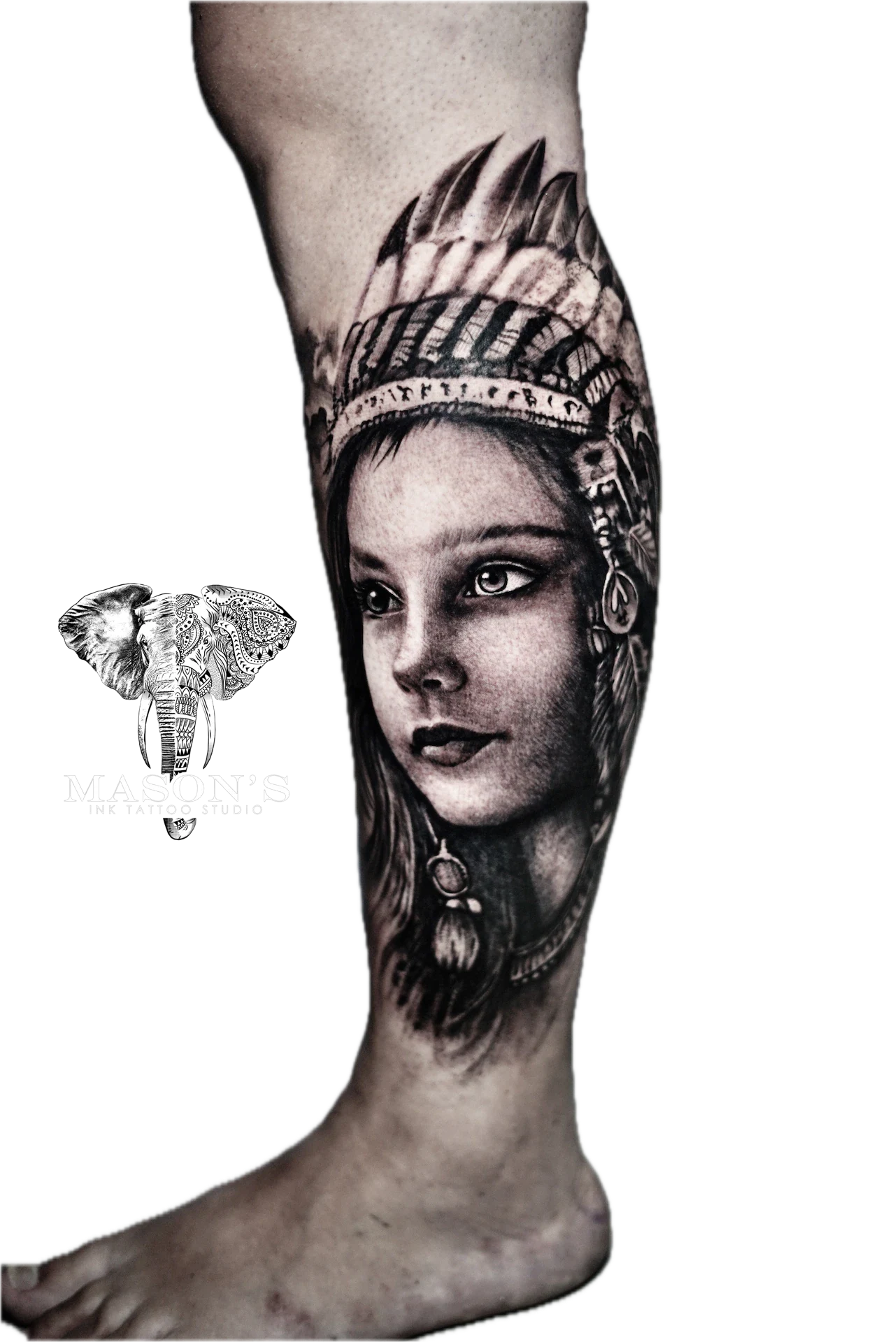Indian Portrait Tattoo by Mason's Ink Tattoo Studio, Bali