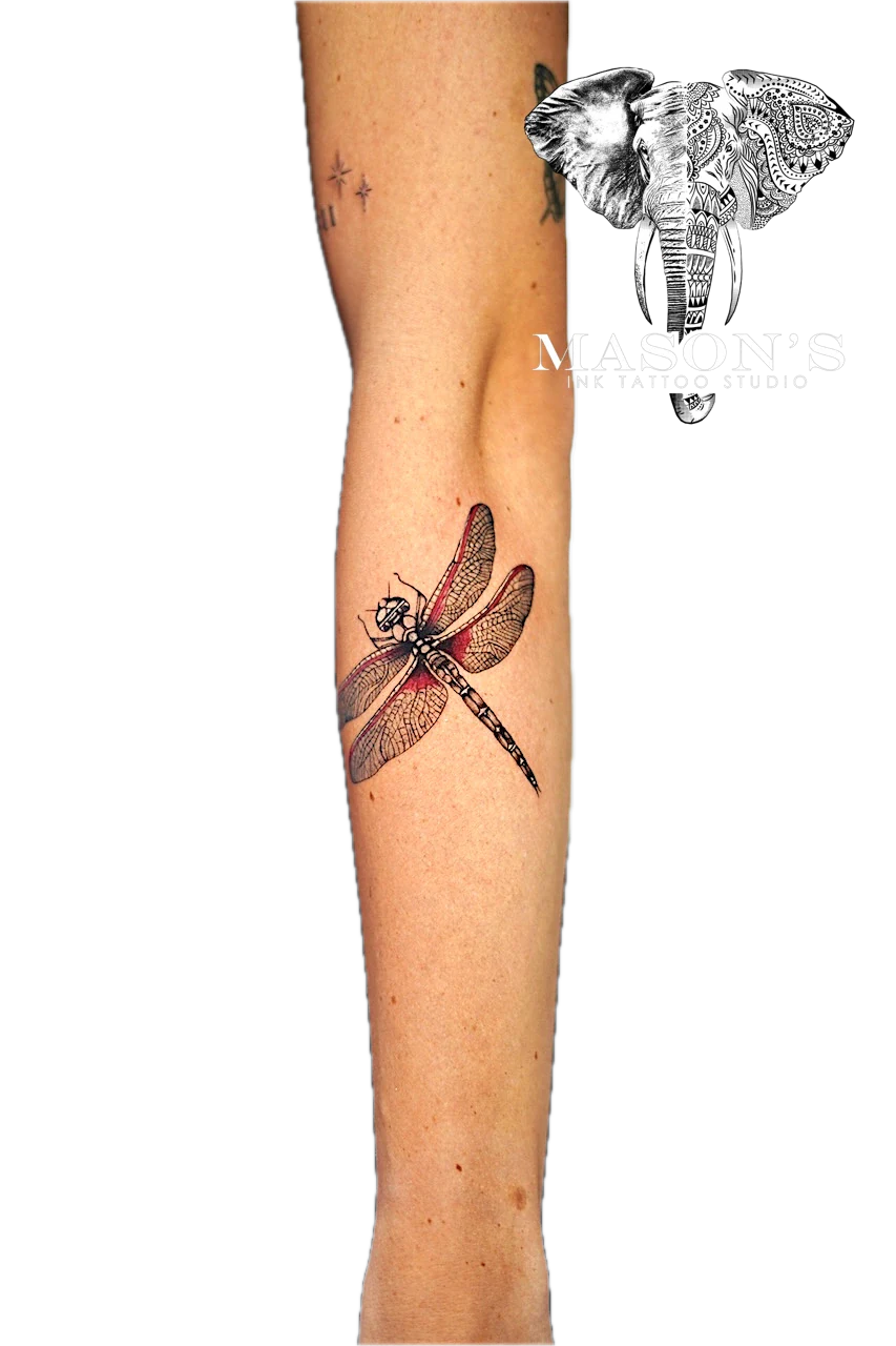 Realism Dragonfly Tattoo Design by Mason's Ink Tattoo Studio, Bali