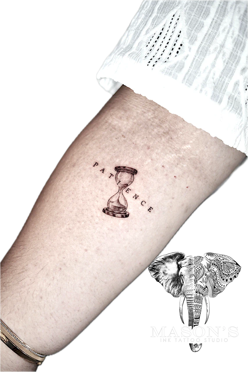 Micro Realism Time of the Earth Script Tattoo Design by Mason's Ink Tattoo Studio, Bali