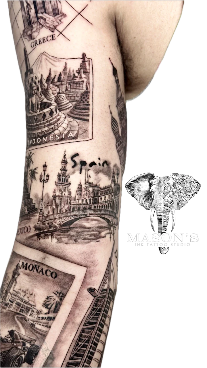 Realism Around the World Tattoo Design - Realism tattoo by Mason's Ink Tattoo Studio, Bali