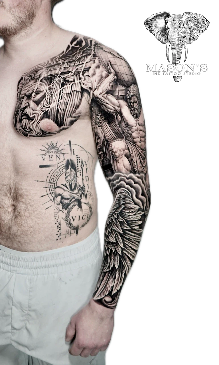 Realism Full Sleeve Tattoo Design - Realism tattoo by Mason's Ink Tattoo Studio, Bali