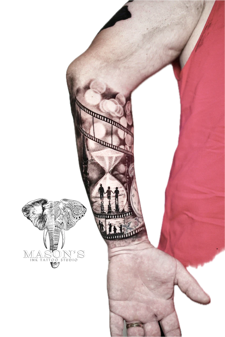 Realism Hourglass Tattoo Design - Realism tattoo by Mason's Ink Tattoo Studio, Bali
