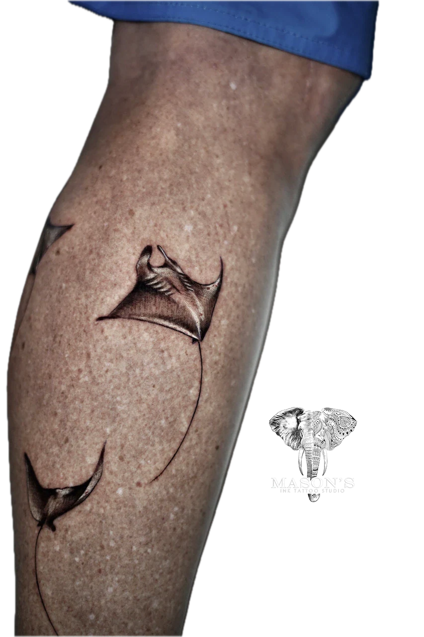 Realism Manta Ray Artwork Tattoo Design - Realism tattoo by Mason's Ink Tattoo Studio, Bali