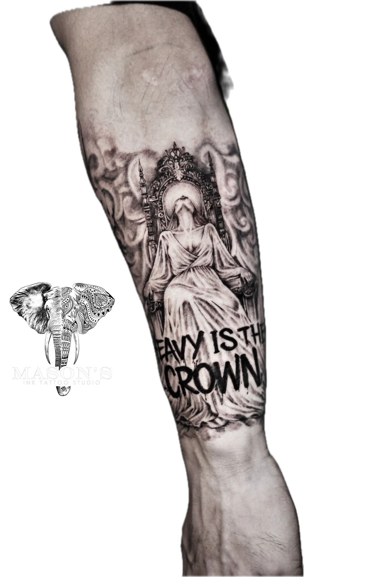 Realism Queen Throne Tattoo by Mason's Ink Tattoo Studio, Bali
