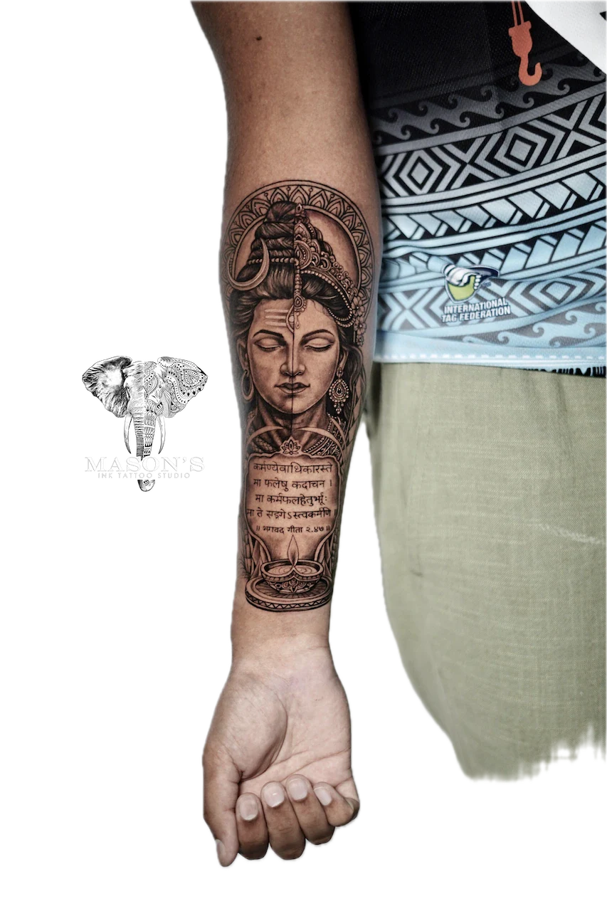Shiva and Parvati Realism Tattoo Design - Realism tattoo by Mason's Ink Tattoo Studio, Bali