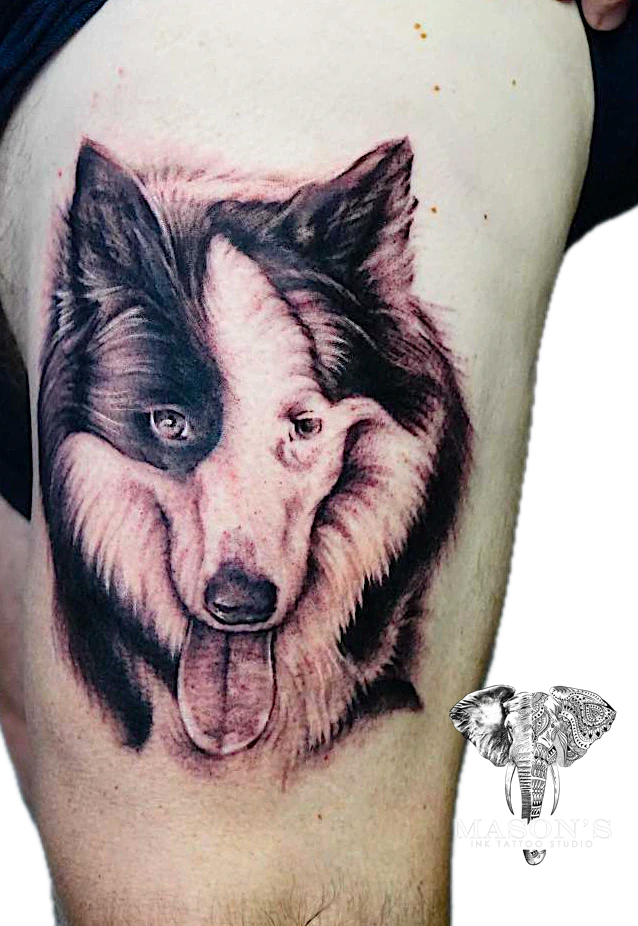 Dog Face Memory tattoo by Mason's Ink Tattoo Studio, Bali