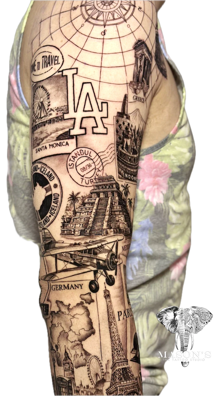 World Explorer Realism Tattoo Design - Realism tattoo by Mason's Ink Tattoo Studio, Bali