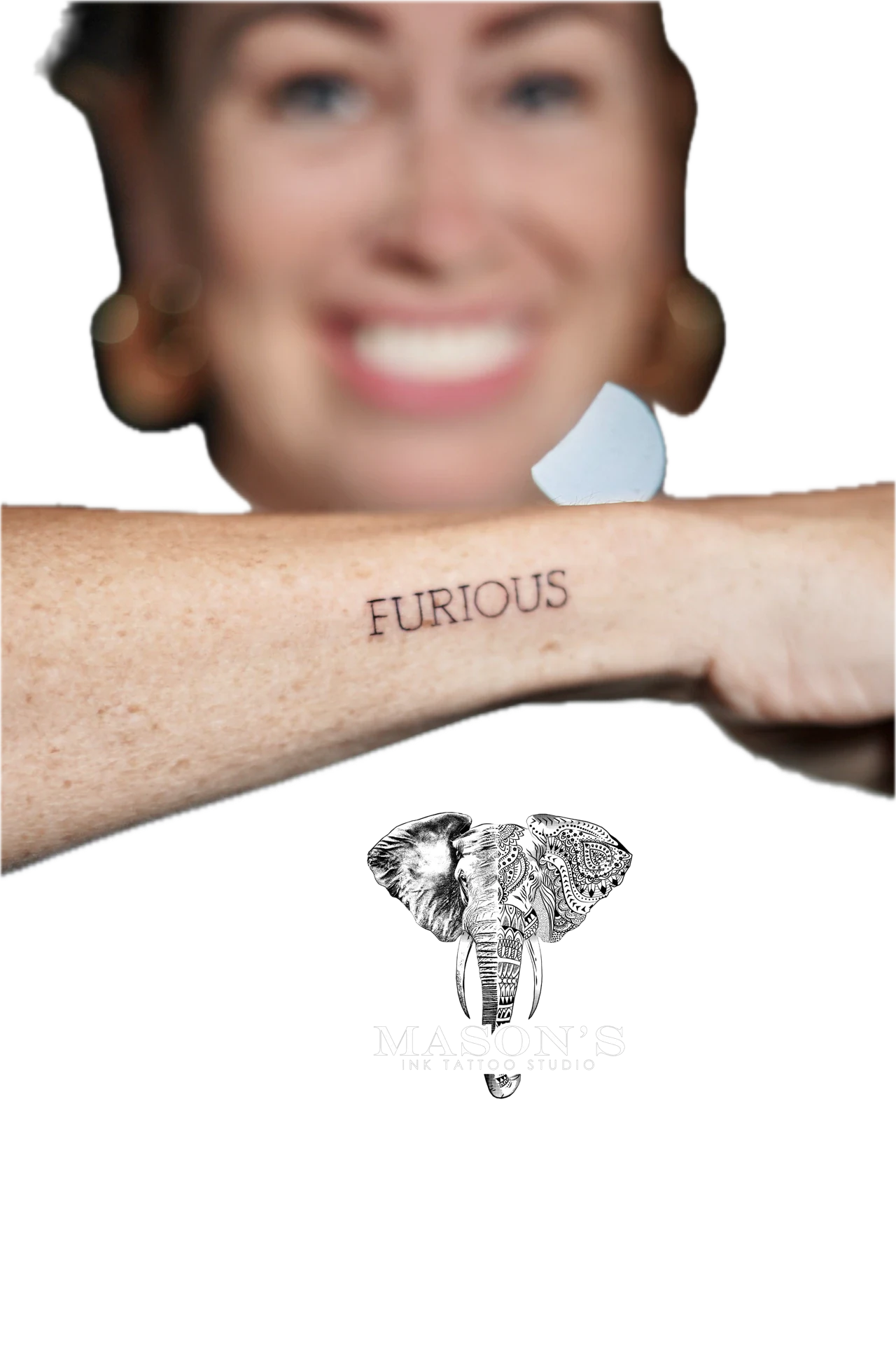Script Furious tattoo by Mason's Ink Tattoo Studio, Bali