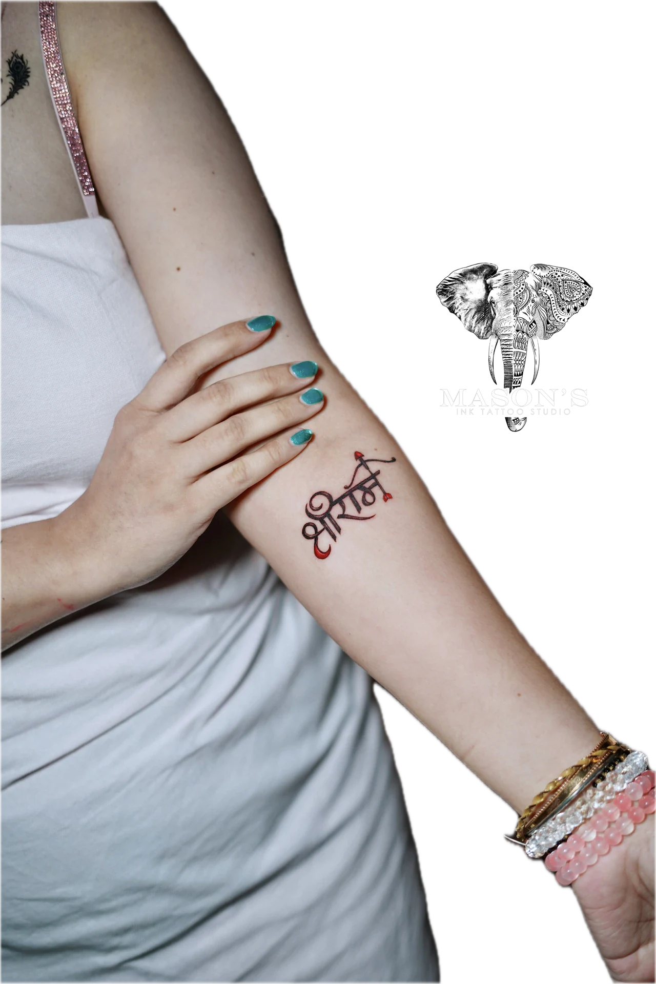 Script Hindi Tattoo by Mason's Ink Tattoo Studio, Bali