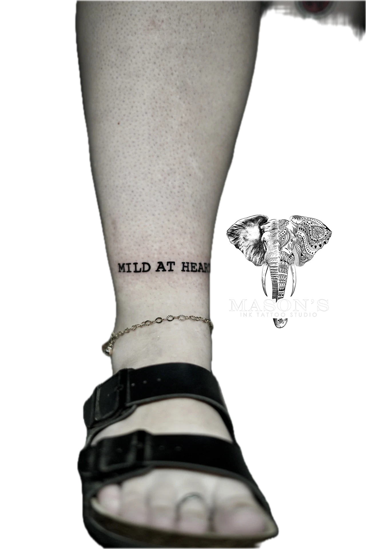 Script Mild at heart tattoo by Mason's Ink Tattoo Studio, Bali