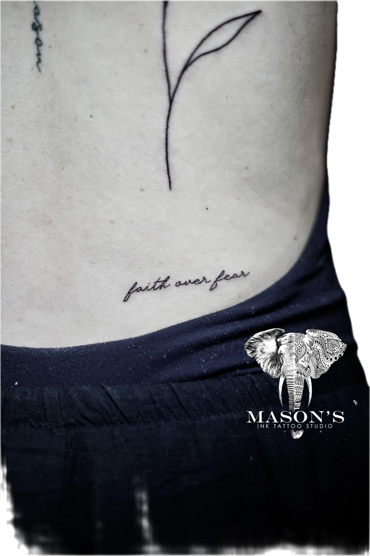 Script faith aver fear Tattoo by Mason's Ink Tattoo Studio, Bali