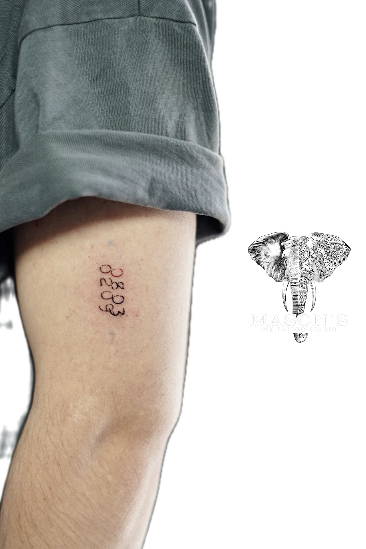 Script Number tattoo by Mason's Ink Tattoo Studio, Bali