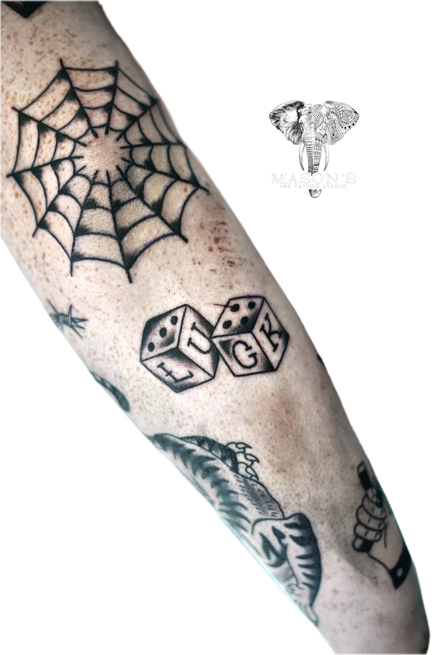 Traditional Dice Tattoo Design by Mason's Ink Tattoo Studio, Bali