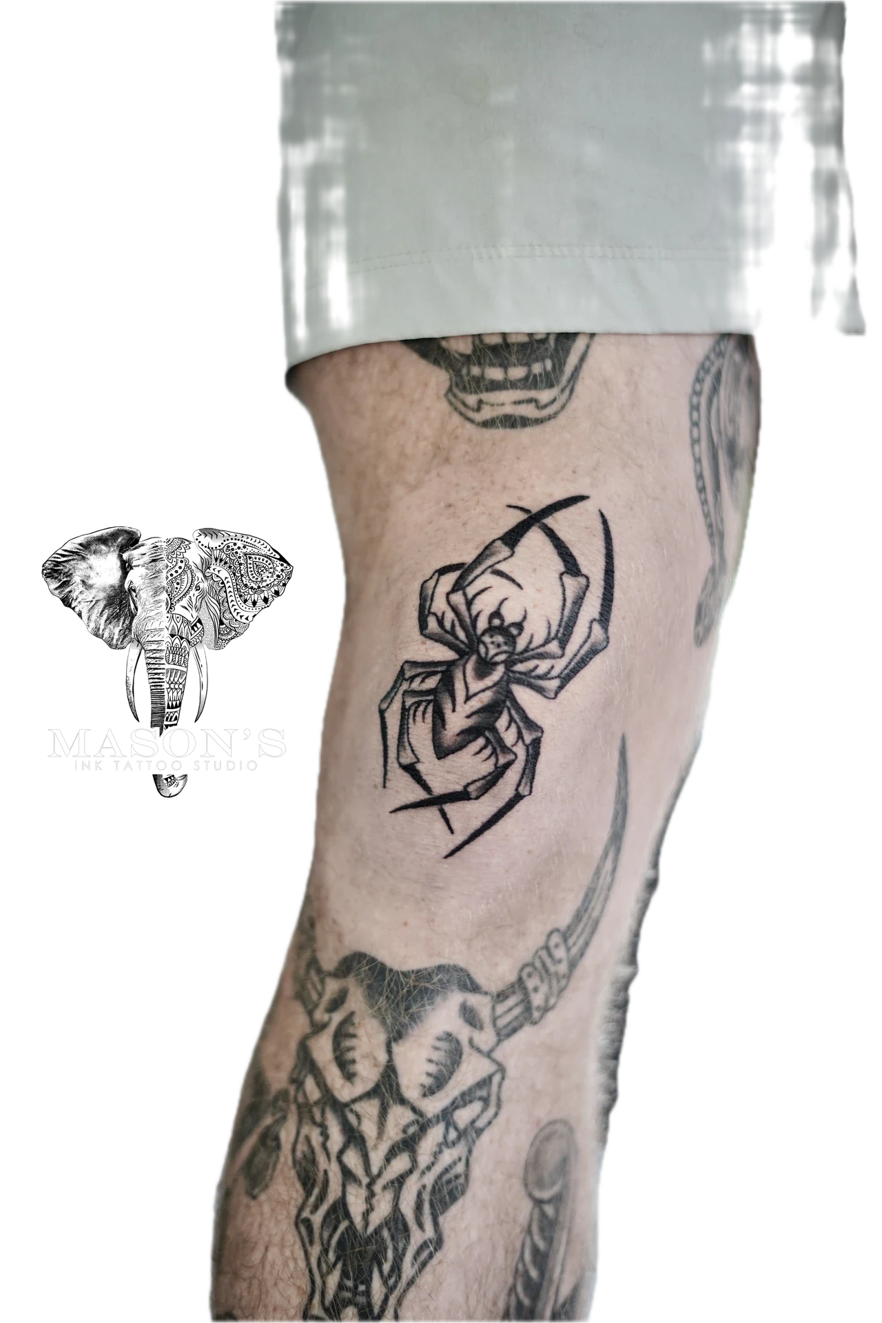 Traditional Spider tattoo by Mason's Ink Tattoo Studio, Bali
