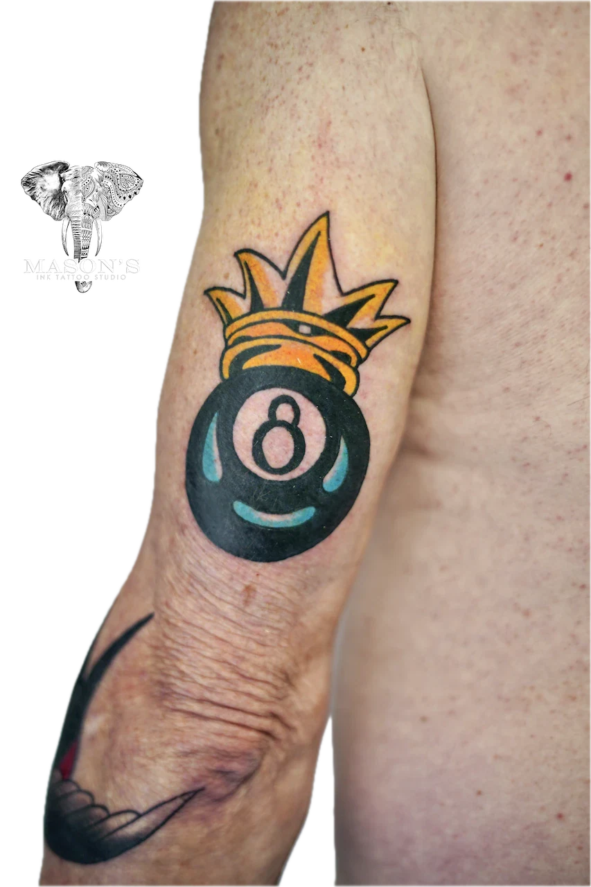 Traditional 8 Ball Tattoo Design by Mason's Ink Tattoo Studio, Bali