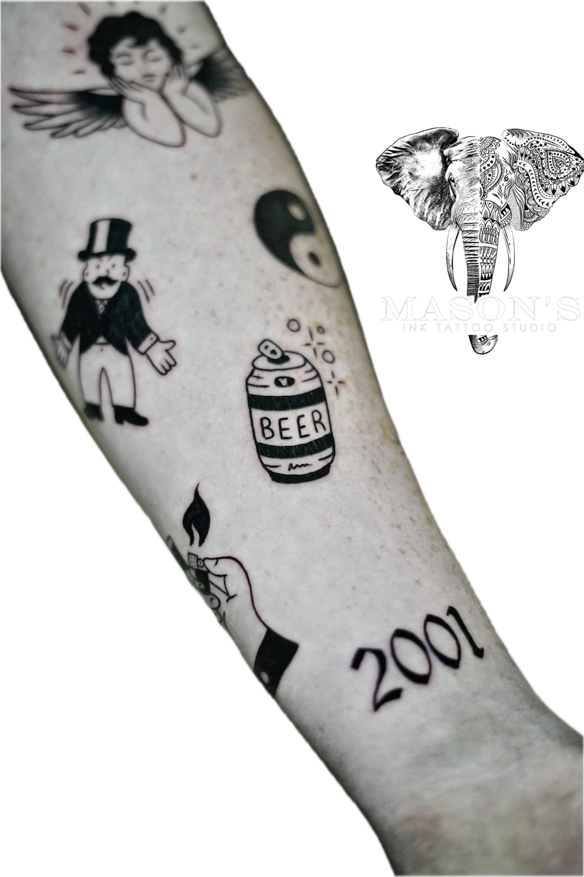 Traditional Beer Tattoo Design by Mason's Ink Tattoo Studio, Bali