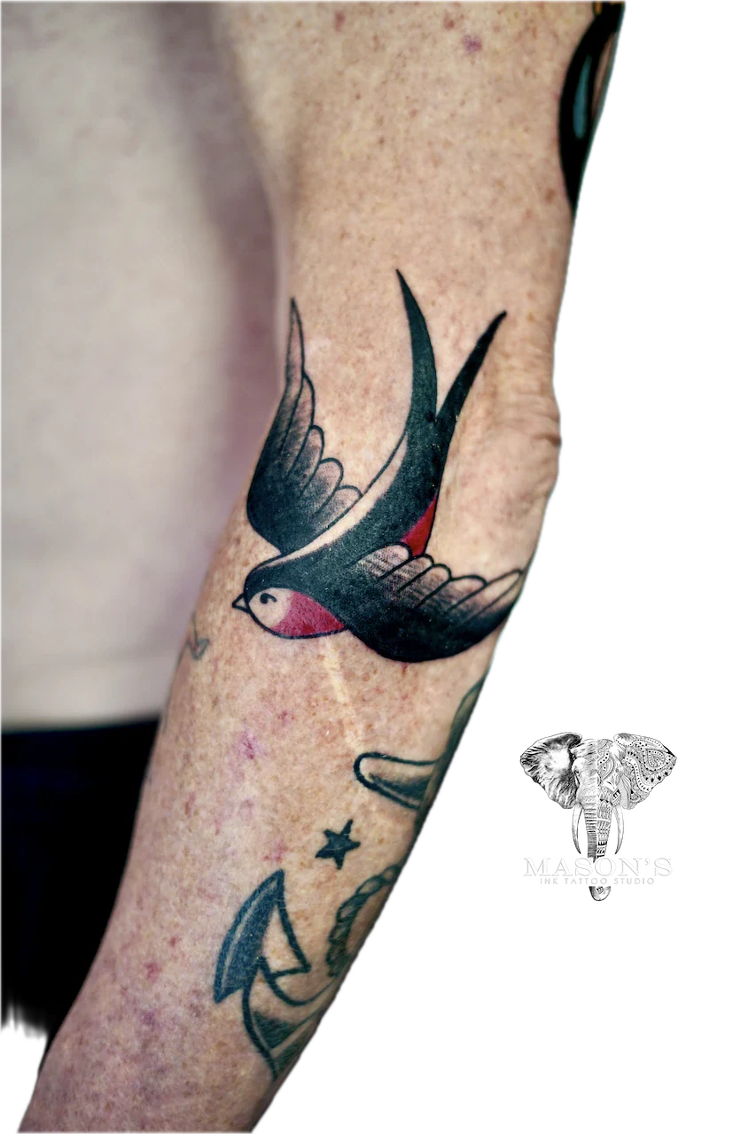 Traditional Bird Tattoo Design by Mason's Ink Tattoo Studio, Bali
