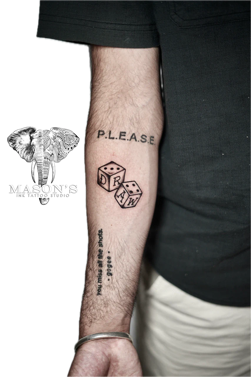 Traditional Dice Tattoo Design - Traditional tattoo by Mason's Ink Tattoo Studio, Bali