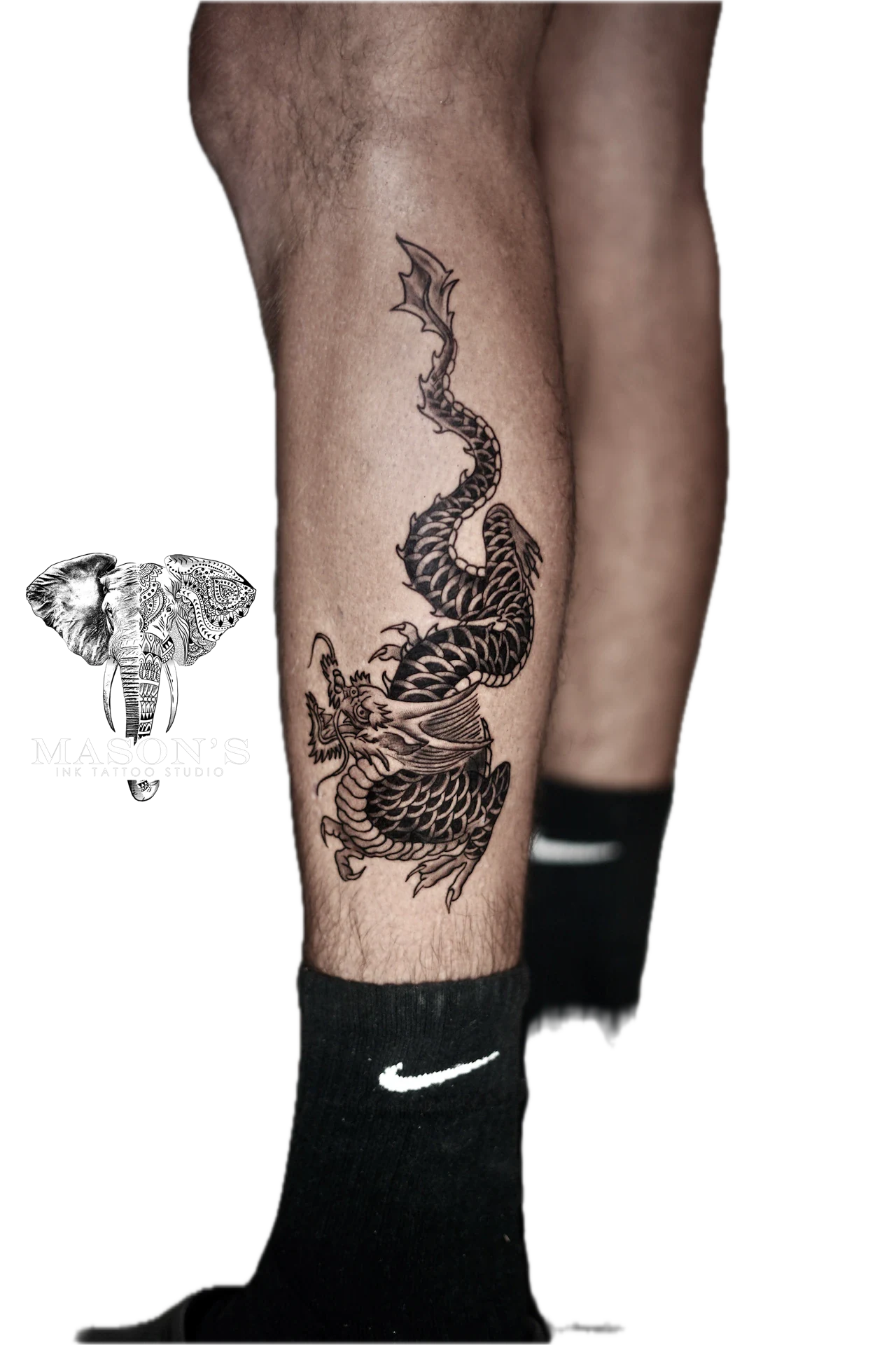 Traditional Dragon Tattoo by Mason's Ink Tattoo Studio, Bali