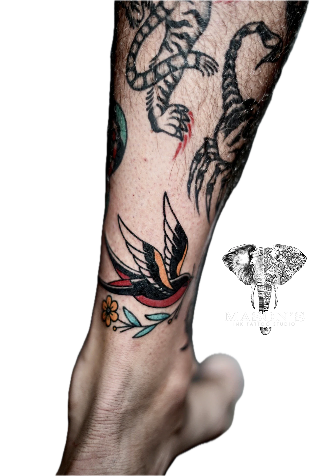 Traditional Wallet Bird Tattoo by Mason's Ink Tattoo Studio, Bali