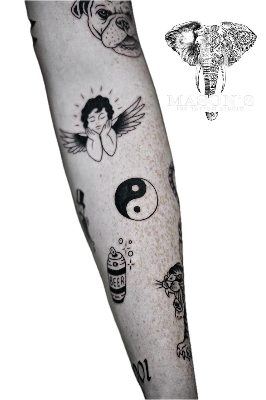 Traditional Yin Yang Tattoo Design by Mason's Ink Tattoo Studio, Bali
