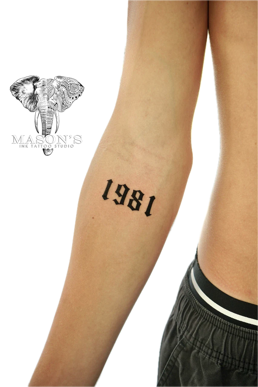 Blackwork Number Tattoo Design - custom tattoo by Mason's Ink Tattoo Studio, Bali