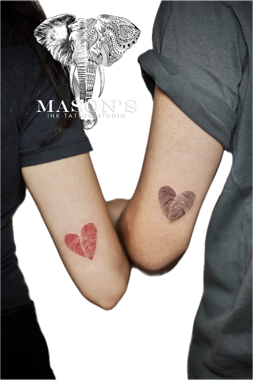 Fine Line Finger Love Couple Tattoo by Mason’s Ink - custom tattoo by Mason's Ink Tattoo Studio, Bali
